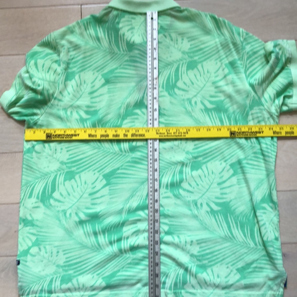 Men's CHAPS tropical polo shirt green palm leaves, XL - Picture 6 of 9